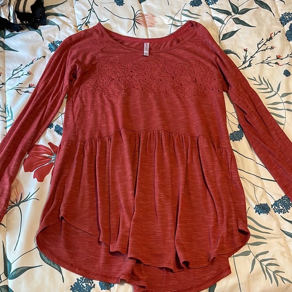 Burnt Red Flowy Shirt